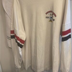 Disney Cream Long Sleeve Sweatshirt with Red & Black Stripes
